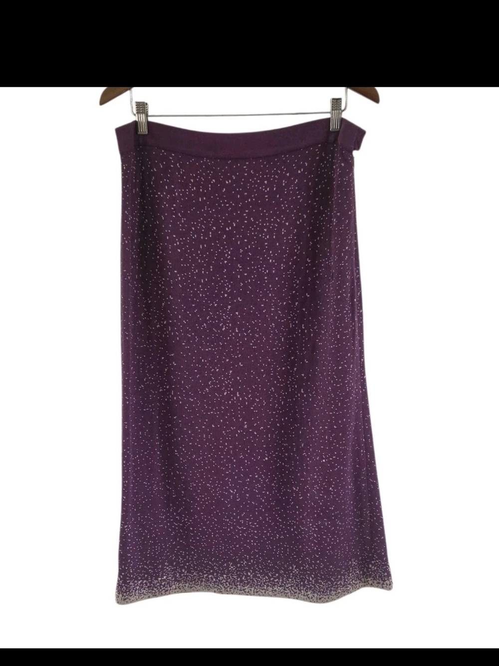 Donna Vinci Knits Purple Gold Speckle Glitter Metallic Sweater Skirt Church 12